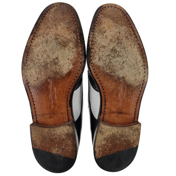 Vintage Mezlan Black White Leather Wingtip Spectators Mens 9M Formal Dress Shoes - Picture 3 of 12